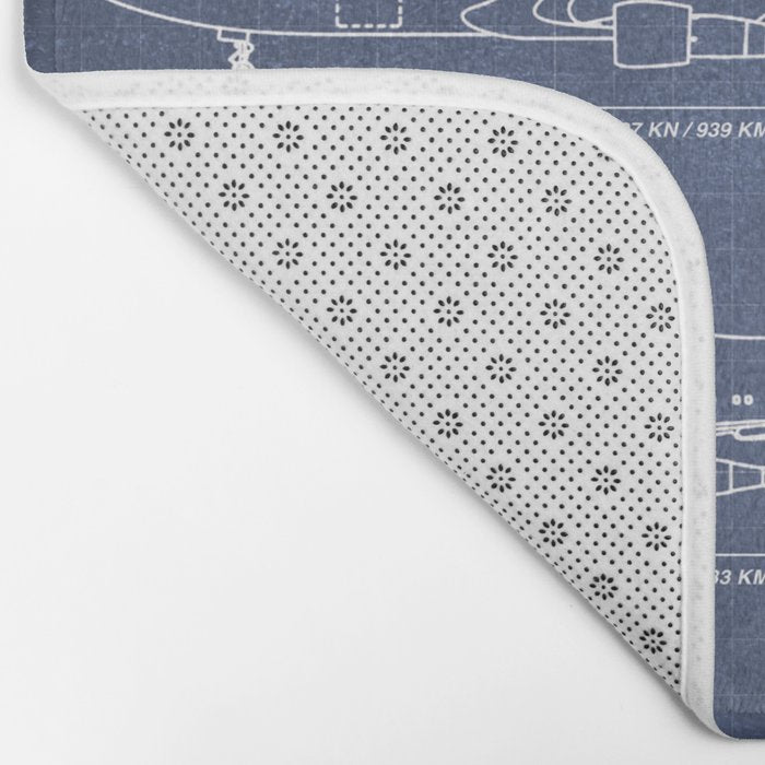 Boeing 747 Family Blueprint in High Resolution (dark blue) Bath Mat Gallery Image 2