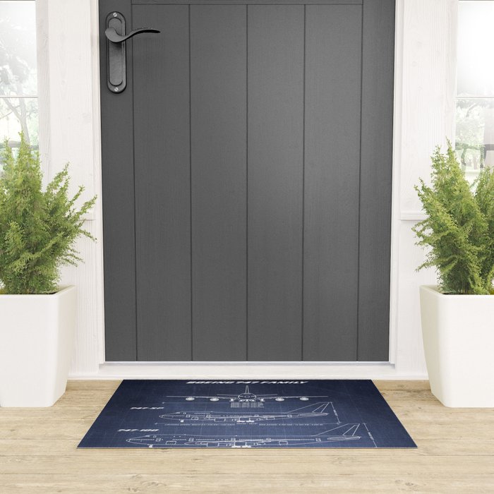 Boeing 747 Family Blueprint in High Resolution (dark blue) Welcome Mat Gallery Image 3