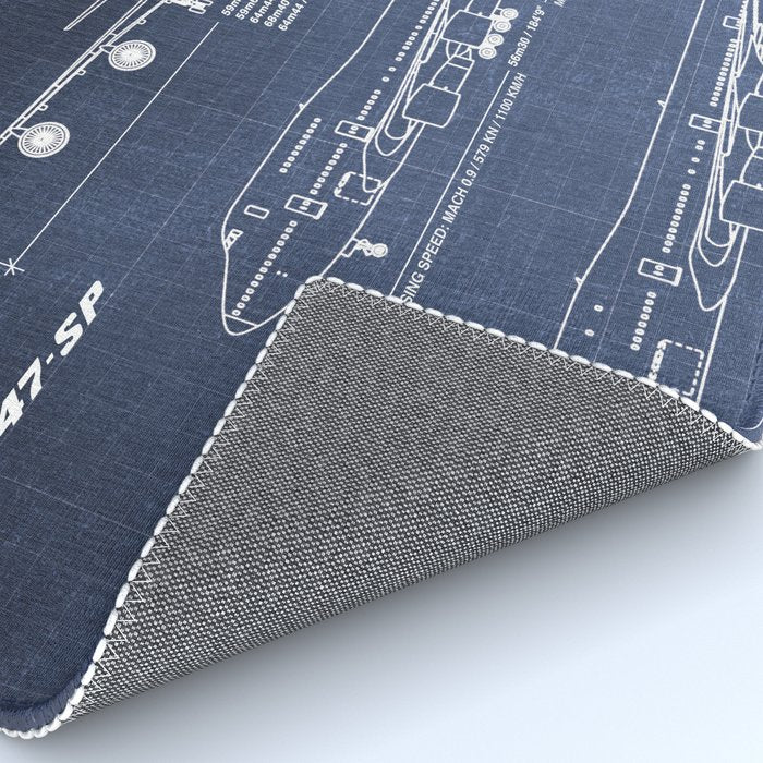 Boeing 747 Family Blueprint in High Resolution (dark blue) Rug Gallery Image 4