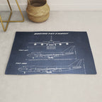 Boeing 747 Family Blueprint in High Resolution (dark blue) Rug Gallery Image 1