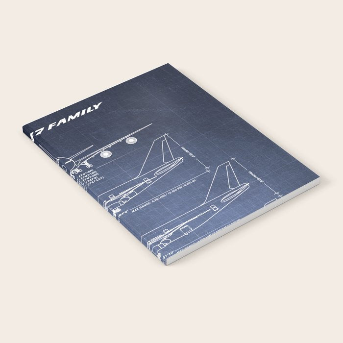 Boeing 747 Family Blueprint in High Resolution (dark blue) Notebook Gallery Image 2