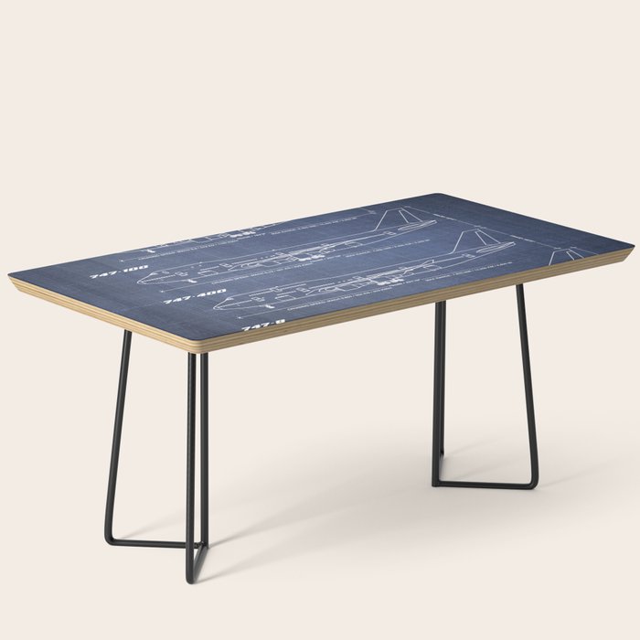 Boeing 747 Family Blueprint in High Resolution (dark blue) Coffee Table Gallery Image 1