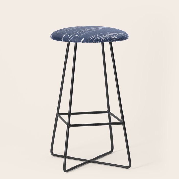 Boeing 747 Family Blueprint in High Resolution (dark blue) Stool Gallery Image 1