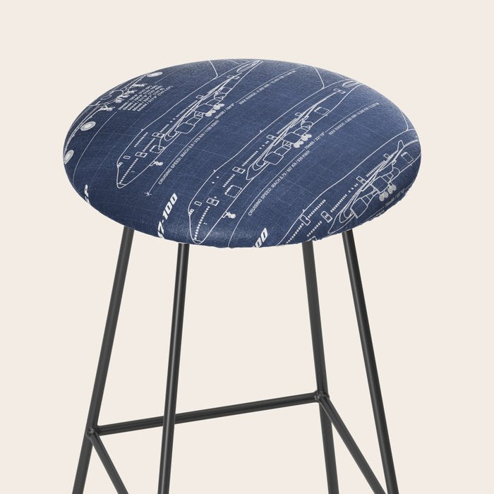 Boeing 747 Family Blueprint in High Resolution (dark blue) Stool Gallery Image 2