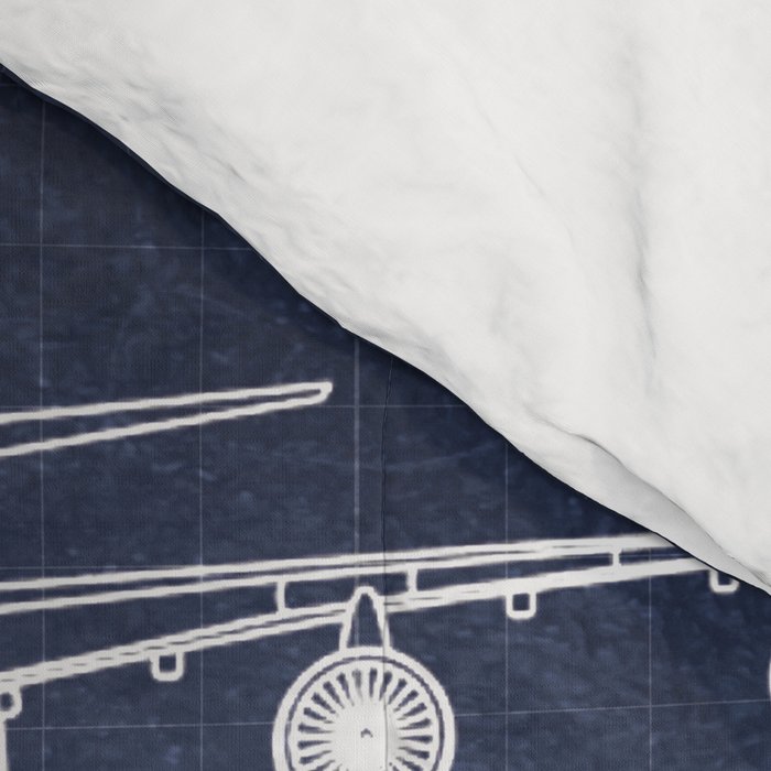 Boeing 747 Family Blueprint in High Resolution (dark blue) Comforter Gallery Image 4