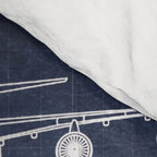 Boeing 747 Family Blueprint in High Resolution (dark blue) Comforter Gallery Image 4
