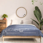 Boeing 747 Family Blueprint in High Resolution (dark blue) Comforter Gallery Image 3