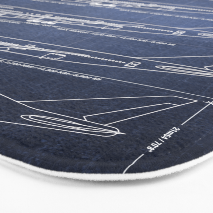 Boeing 747 Family Blueprint in High Resolution (dark blue) Bath Mat Gallery Image 3