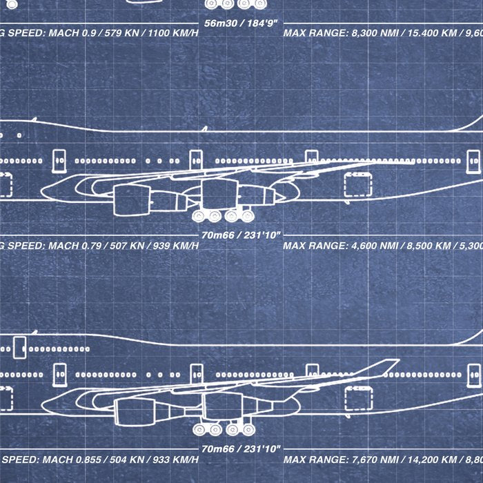 Boeing 747 Family Blueprint in High Resolution (dark blue) Coffee Mug Gallery Image 2