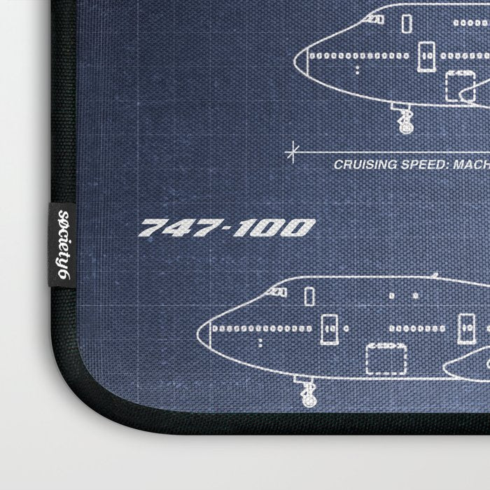 Boeing 747 Family Blueprint in High Resolution (dark blue) Laptop Sleeve Gallery Image 3
