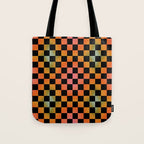 Rainbow Checkered Print Tote Bag Gallery Image 1