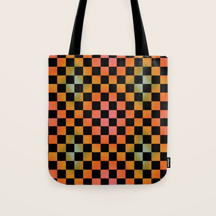 Rainbow Checkered Print Tote Bag Gallery Image 1