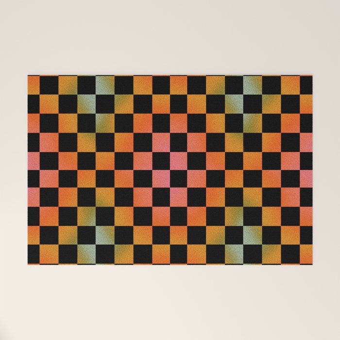 Rainbow Checkered Print Welcome Mat Gallery Image 1