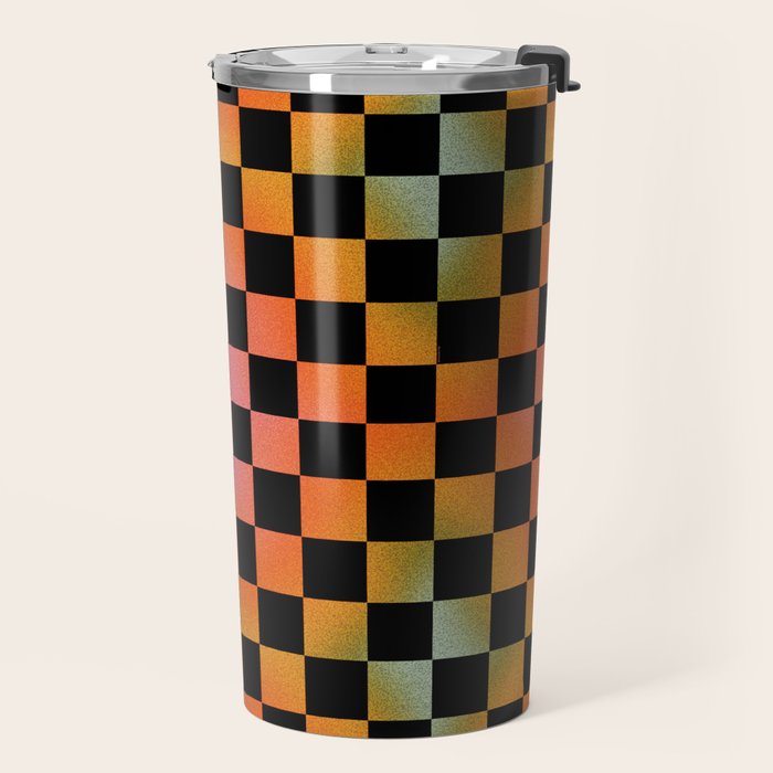 Rainbow Checkered Print Travel Mug Gallery Image 2