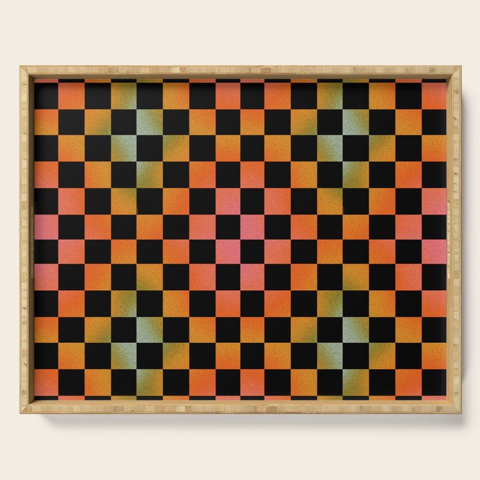 Rainbow Checkered Print Serving Tray Gallery Image 1
