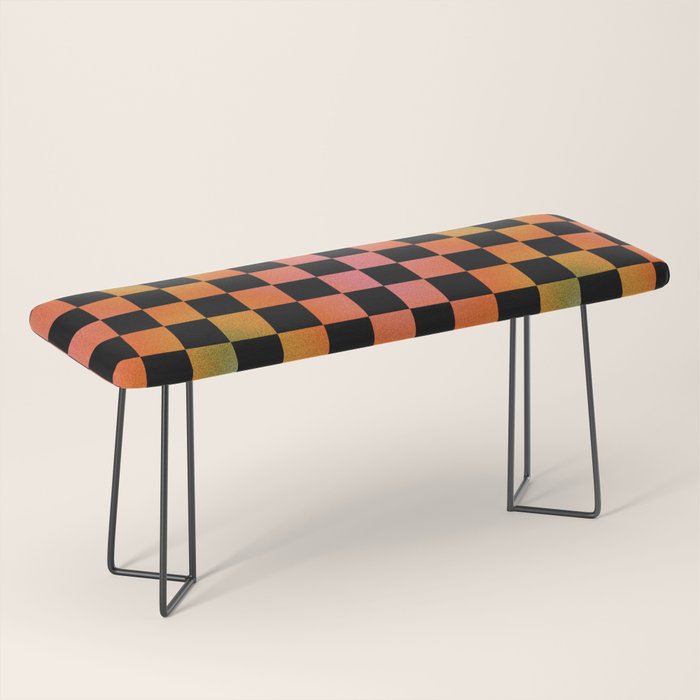 Rainbow Checkered Print Bench Gallery Image 1