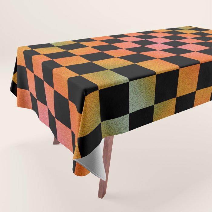 Rainbow Checkered Print Tablecloth