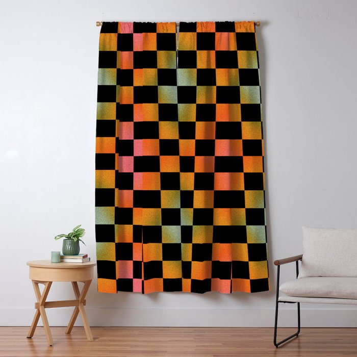 Rainbow Checkered Print Window Curtain Gallery Image 5