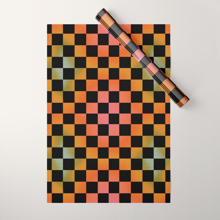 Rainbow Checkered Print Wrapping Paper Gallery Image 1