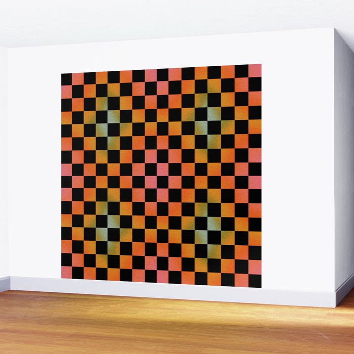 Rainbow Checkered Print Wall Mural Gallery Image 2