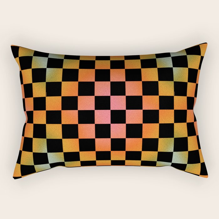 Rainbow Checkered Print Rectangular Pillow Gallery Image 2