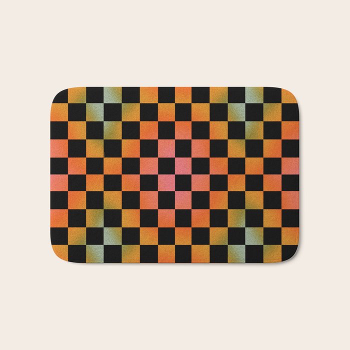 Rainbow Checkered Print Bath Mat Gallery Image 1