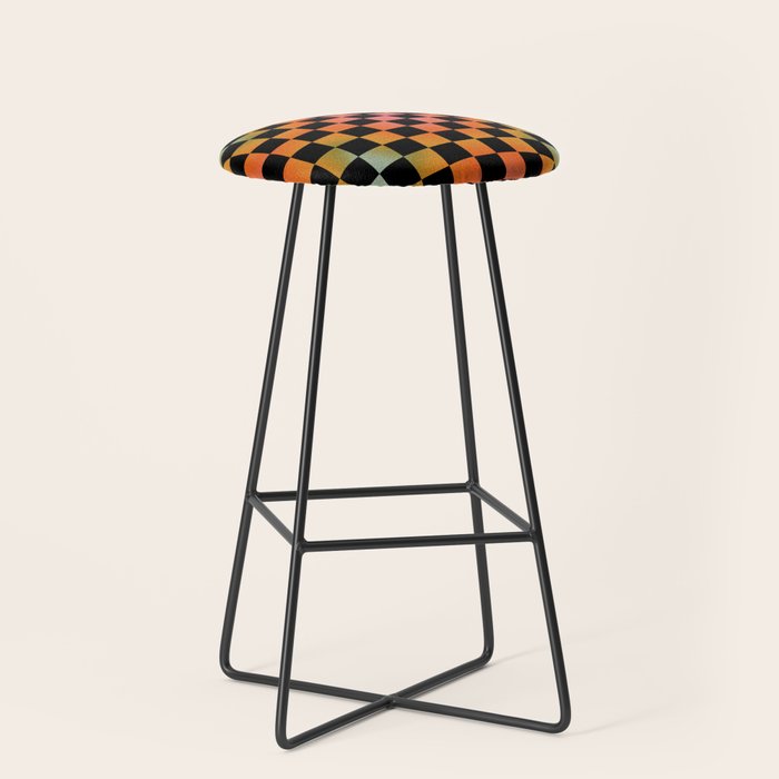 Rainbow Checkered Print Stool Gallery Image 1
