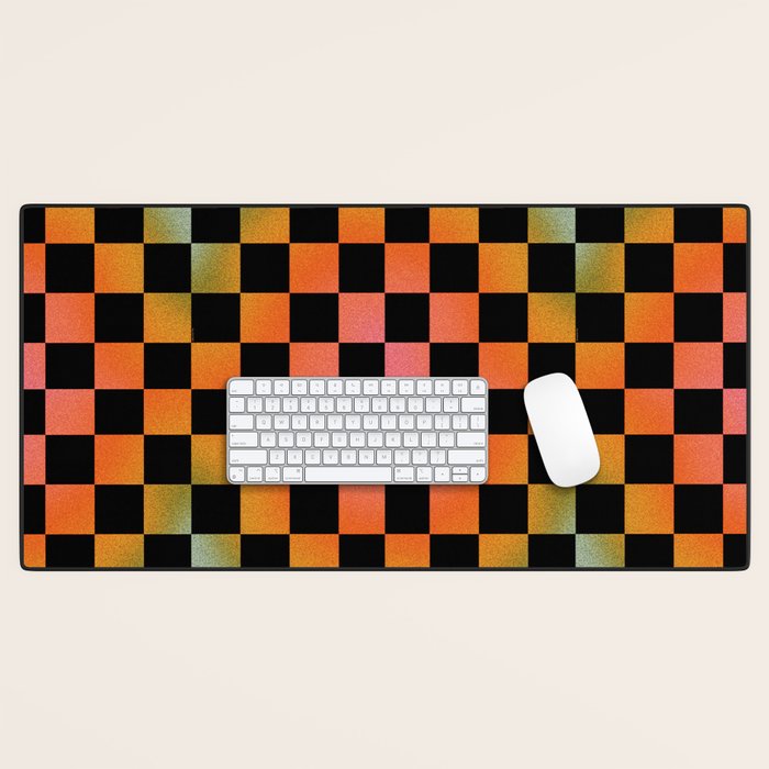 Rainbow Checkered Print Desk Mat Gallery Image 1