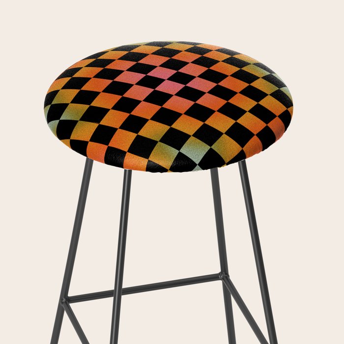 Rainbow Checkered Print Stool Gallery Image 2