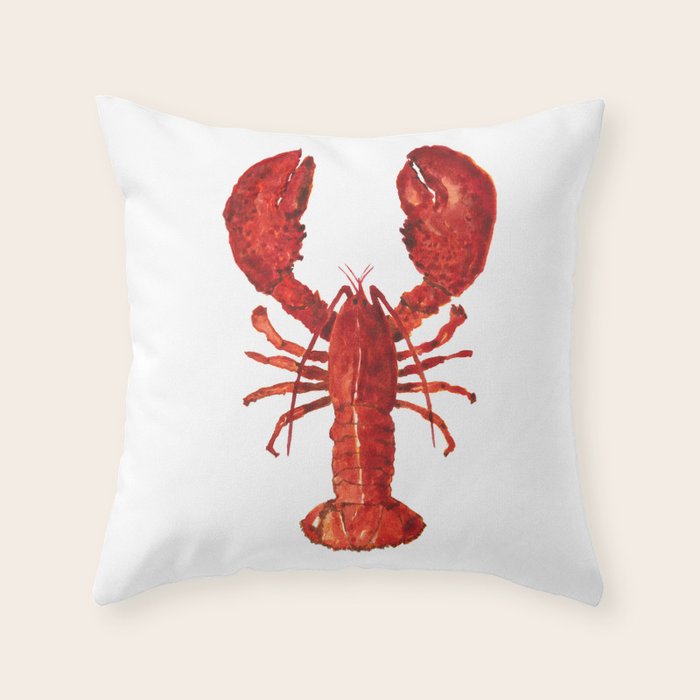 Watercolor Lobster #1 Throw Pillow Gallery Image 1