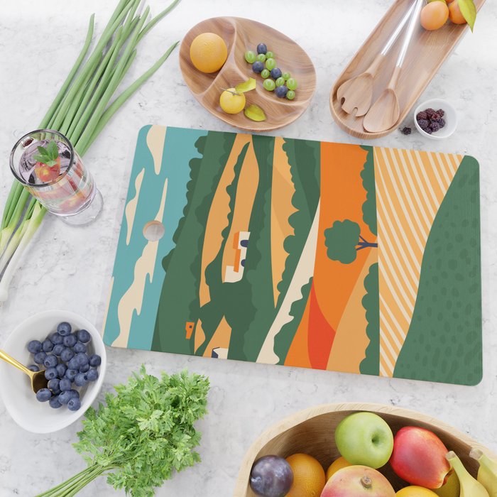 Nature farm field landscape art Cutting Board Gallery Image 2