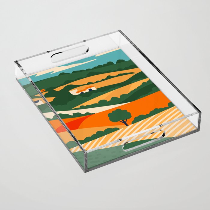 Nature farm field landscape art Acrylic Tray Gallery Image 1