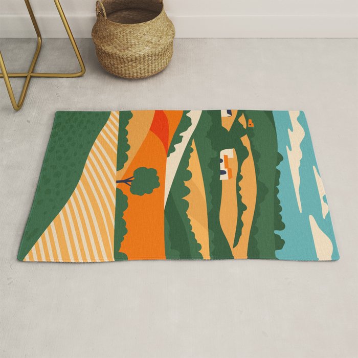Nature farm field landscape art Rug Gallery Image 1