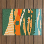 Nature farm field landscape art Outdoor Rug Gallery Image 1