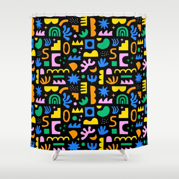 Fun colorful abstract summer shape pattern Shower Curtain Gallery Image 1