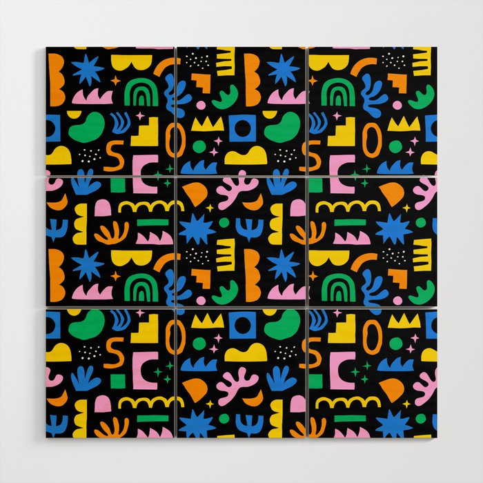 Fun colorful abstract summer shape pattern Wood Wall Art Gallery Image 1