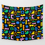 Fun colorful abstract summer shape pattern Wall Tapestry Gallery Image 4