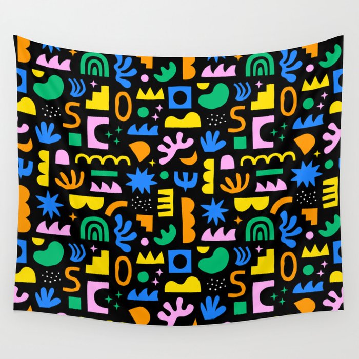 Fun colorful abstract summer shape pattern Wall Tapestry Gallery Image 4