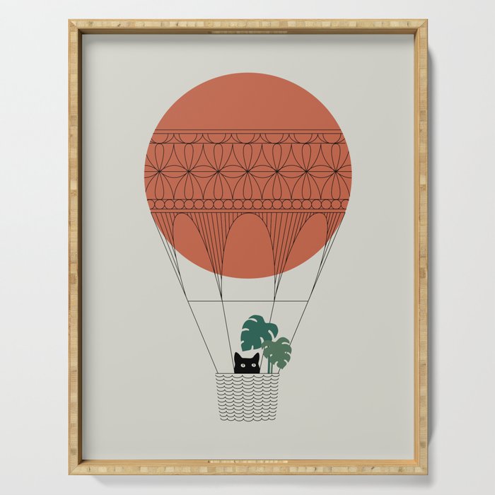 Cat Landscape 138: Hot Sun Balloon Serving Tray Gallery Image 1