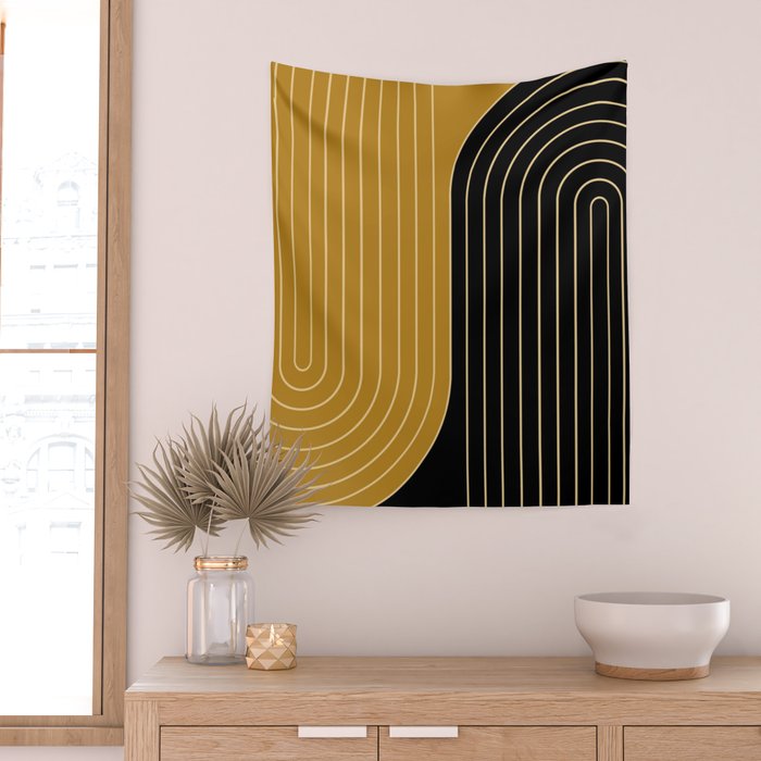 Two Tone Line Curvature IX Wall Tapestry Gallery Image 2
