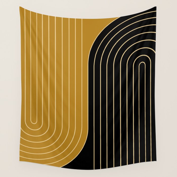 Two Tone Line Curvature IX Wall Tapestry Gallery Image 1