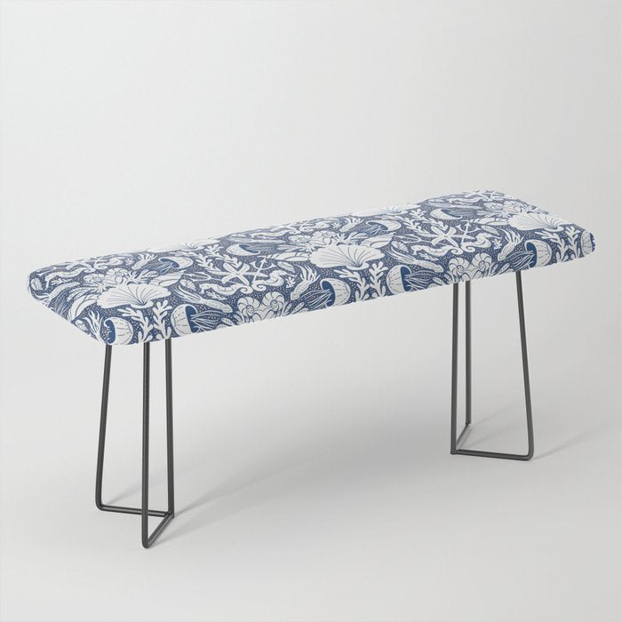 Neptune's joy blue damask reworked Bench Gallery Image 1