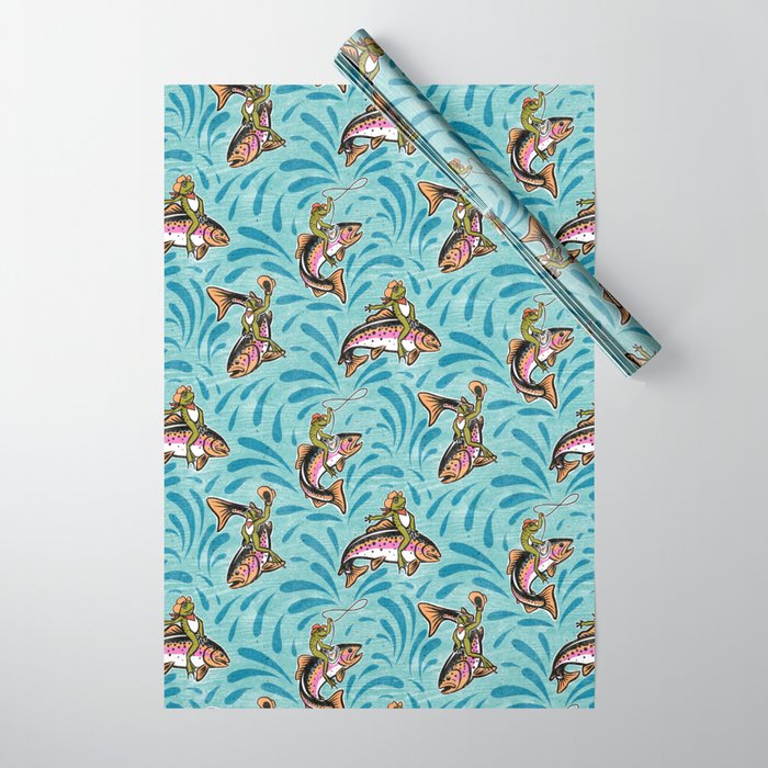 Rodeo Frogs - Aqua Wrapping Paper Gallery Image 1