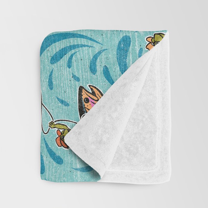 Rodeo Frogs - Aqua Throw Blanket Gallery Image 3