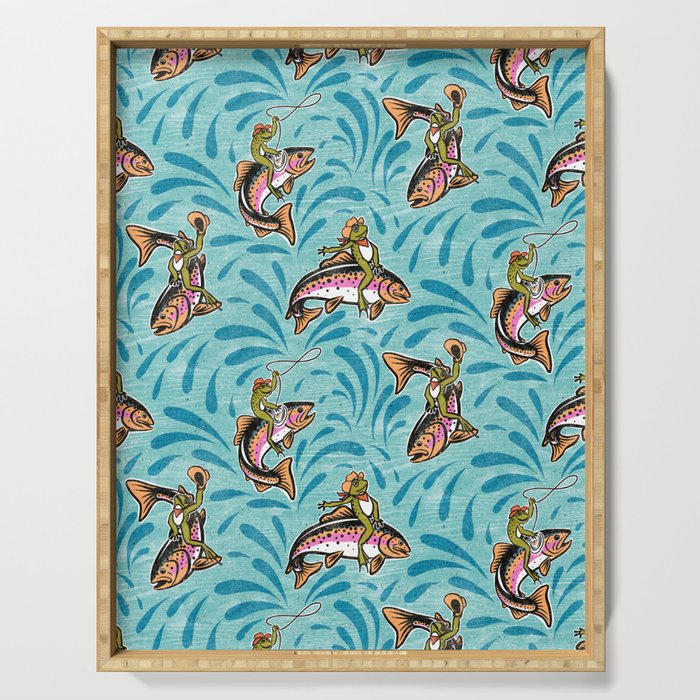 Rodeo Frogs - Aqua Serving Tray Gallery Image 1