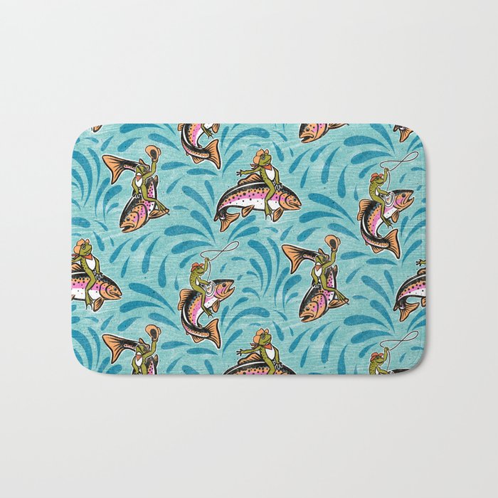 Rodeo Frogs - Aqua Bath Mat Gallery Image 1