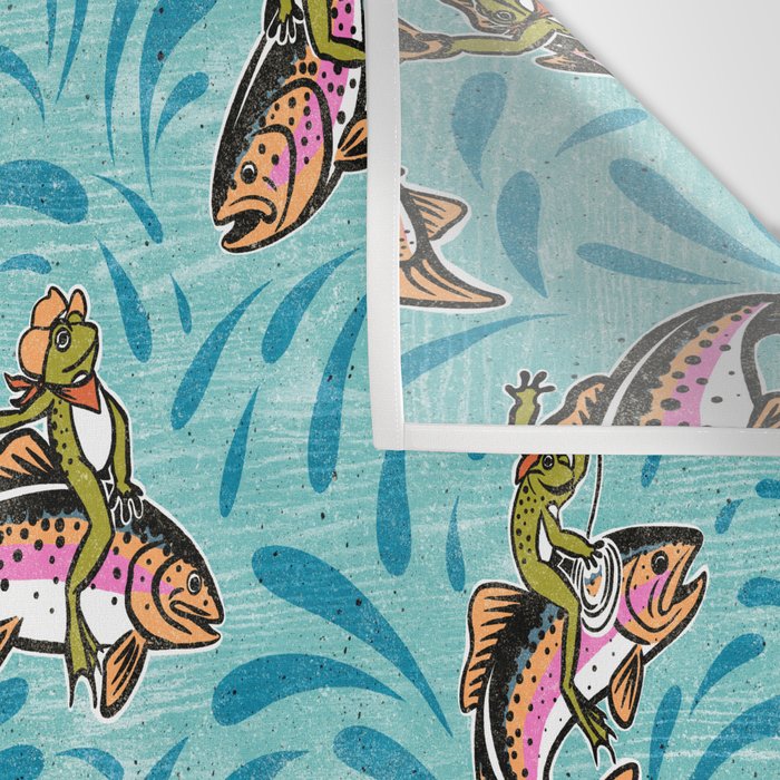 Rodeo Frogs - Aqua Wall Tapestry Gallery Image 3
