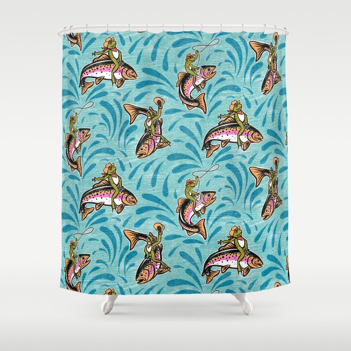 Rodeo Frogs - Aqua Shower Curtain Gallery Image 1