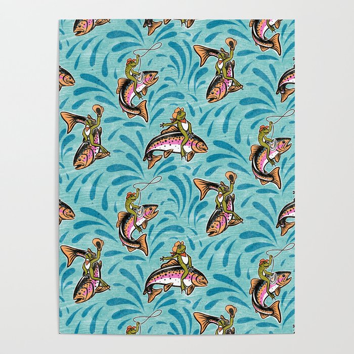Rodeo Frogs - Aqua Poster Gallery Image 4