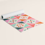 Festive Quilt Pattern in Pink, Red And Green Yoga Mat Gallery Image 2